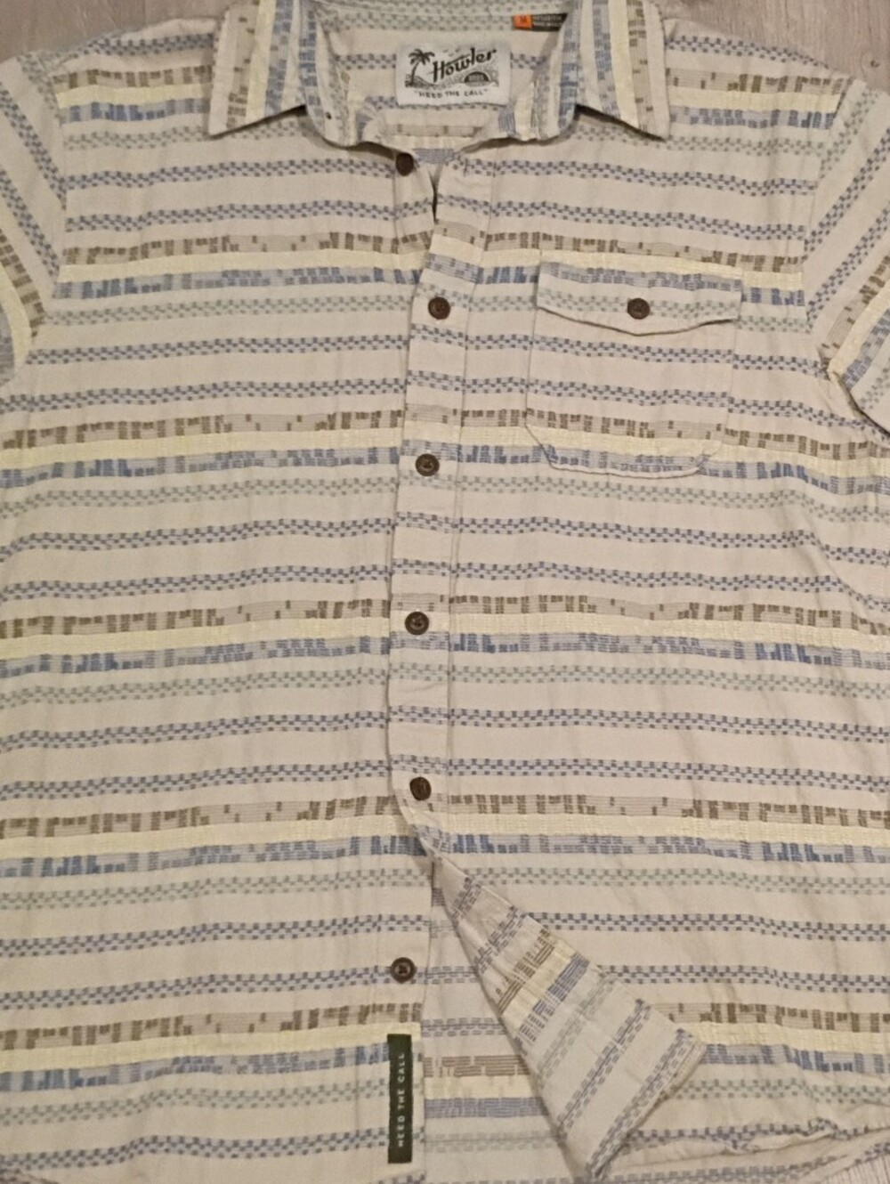 Howler Brothers San Gabriel Mescal Jacquard Shirt- Blue & White Cotton-Medium